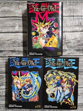 Set of 3 Yu-Gi-Oh! 3-in-1 Edition manga volumes (1,2,3) (10,11,12) (16,17,18) wr